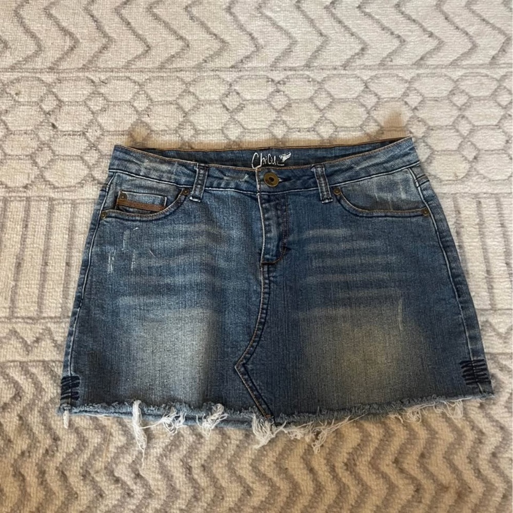 Vintage denim mini skirt